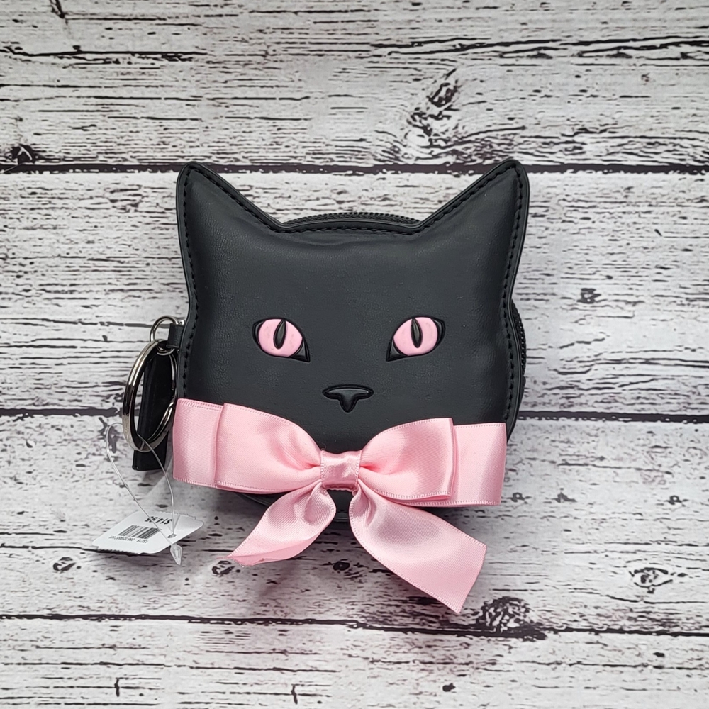 Bath and Body Works Halloween Black Cat Coin Purse Keychain